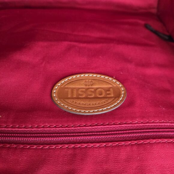 Fossil Keyper Large Tote Burgundy Floral Daisy design Handbag Coquette Holiday - Picture 8 of 16